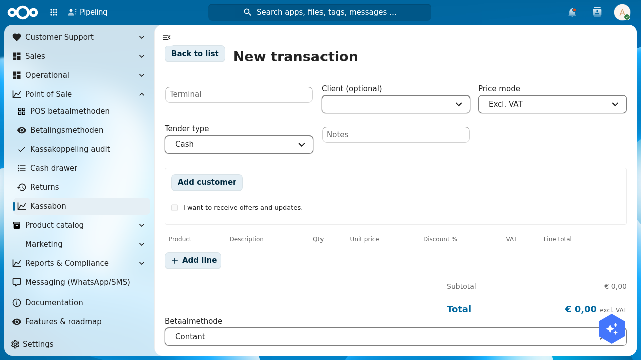 New transaction register